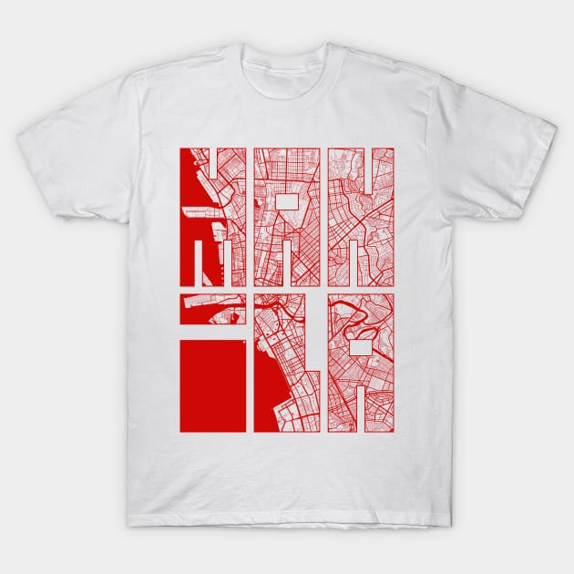 Manila, Philippines City Map Typography - Oriental T-Shirt by deMAP Studio